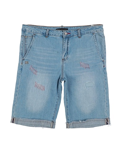 DANIELE ALESSANDRINI Denim shorts Blue 98% Cotton, 2% Elastane