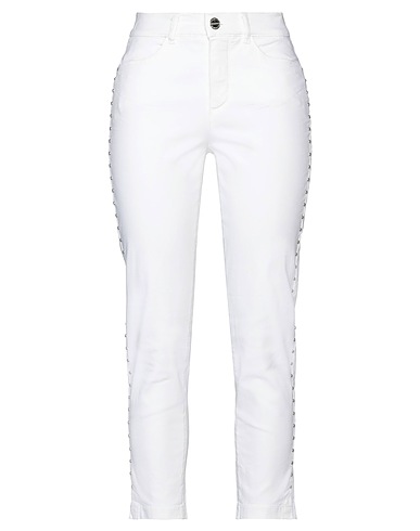 DISMERO Denim trousers White 97% Cotton, 3% Elastane