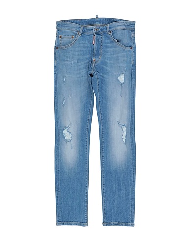DSQUARED2 Denim trousers Blue 94% Cotton, 5% Polyester, 1% Elastane, Bovine leather
