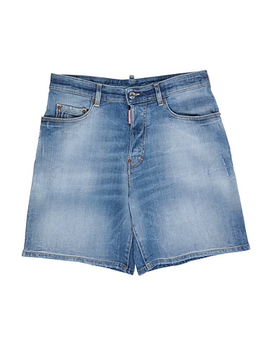 DSQUARED2 Denim shorts Blue 99% Cotton, 1% Elastane, Bovine leather