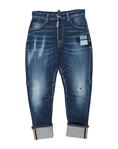 DSQUARED2 Denim pants Blue 98% Cotton, 2% Elastane, Bovine leather