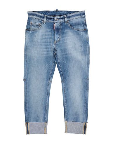 DSQUARED2 Denim trousers Blue 99% Cotton, 1% Elastane, Bovine leather