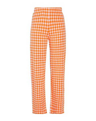 8 by YOOX Casual trouser COTTON-BLEND VICHY KNIT PANTS Orange 100% Organic cotton