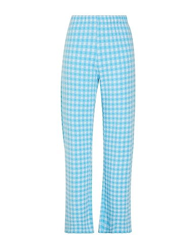 8 by YOOX Pantalone COTTON-BLEND VICHY KNIT PANTS Turchese 100% Cotone organico