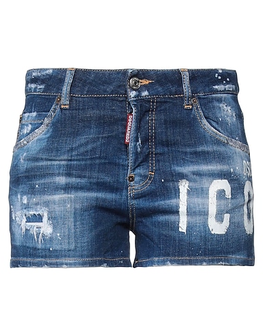 DSQUARED2 Denim shorts ICON Blue 98% Cotton, 2% Elastane, Cow leather