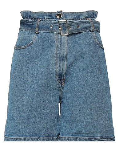SIMONA CORSELLINI Denim shorts Blue 98% Cotton, 2% Elastane