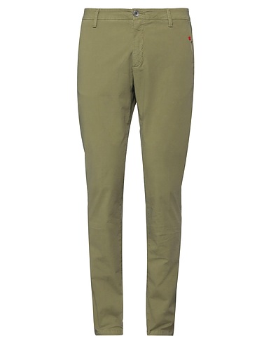 AGLINI Casual trouser Military green 98% Cotton, 2% Elastane