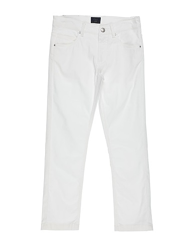 FAY Casual trouser White 97% Cotton, 3% Elastane, Soft Leather