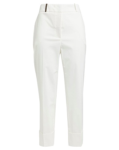 PESERICO Casual trouser Off white 96% Cotton, 4% Elastane