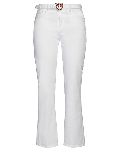 PINKO Denim trousers White 98% Cotton, 2% Elastane