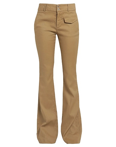 DONDUP Casual pants Khaki 52% Linen, 47% Cotton, 1% Elastane