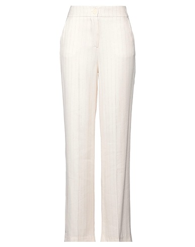 SOALLURE Casual trouser Ivory 87% Viscose, 12% Linen, 1% Metallic fiber