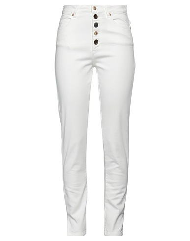 ERMANNO FIRENZE Denim trousers White 98% Cotton, 2% Elastane