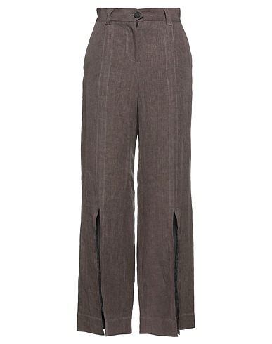 ISABEL BENENATO Casual trouser Dark brown 100% Linen