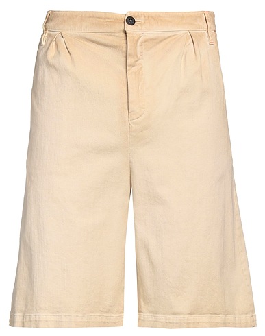 NOSTRASANTISSIMA Denim shorts Beige 97% Cotton, 3% Elastane