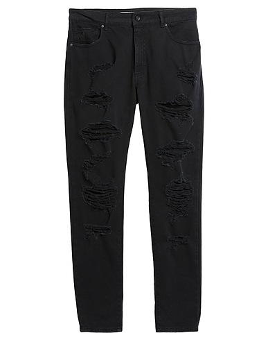 NOSTRASANTISSIMA Denim trousers Black 97% Cotton, 3% Elastane