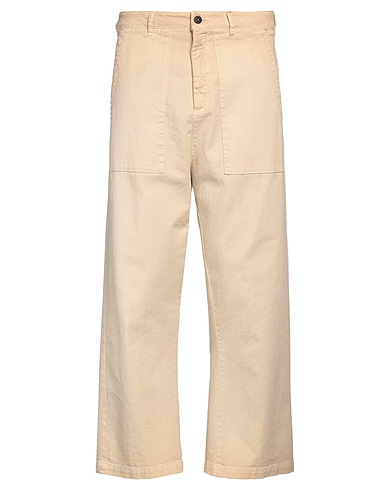 NOSTRASANTISSIMA Denim pants Sand 97% Cotton, 3% Elastane