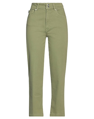 LOVE MOSCHINO Denim pants Military green 97% Cotton, 3% Elastane