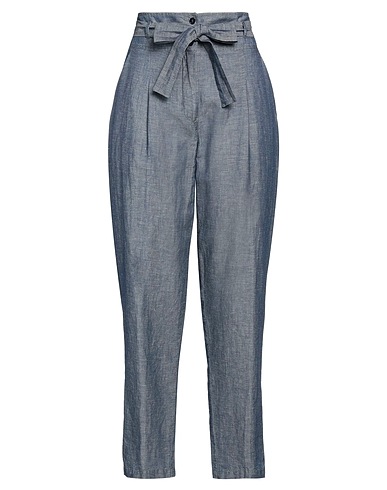 19.70 NINETEEN SEVENTY Casual trouser Blue 50% Cotton, 50% Linen