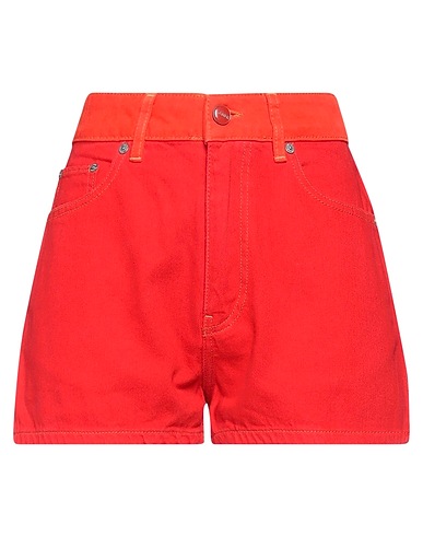 GANNI Denim shorts Red 100% Cotton