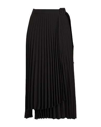 8 by YOOX Midi skirt RECYCLED POLY PLEATED WRAP MIDI SKIRT
 Black 100% Recycled polyester