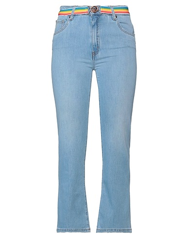 LOVE MOSCHINO Denim trousers Blue 67% Cotton, 22% Lyocell, 10% Linen, 1% Elastane