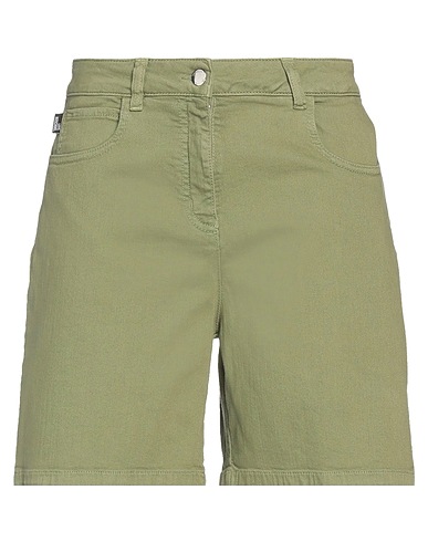 LOVE MOSCHINO Denim shorts Military green 97% Cotton, 3% Elastane