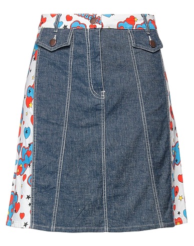 LOVE MOSCHINO Denim skirt Blue 50% Cotton, 47% Linen, 3% Elastane