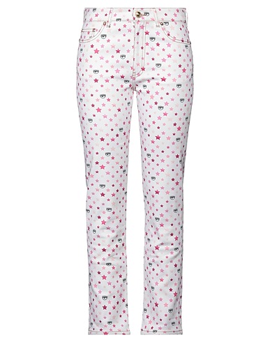 CHIARA FERRAGNI Denim pants White 97% Cotton, 3% Elastane