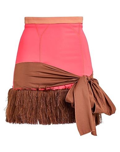 ELISABETTA FRANCHI Mini skirt Coral 96% Polyester, 4% Elastane, Acetate, Linen