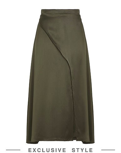 YOOX NET-A-PORTER for THE PRINCE'S FOUNDATION Midi skirt Dark green 100% Silk
