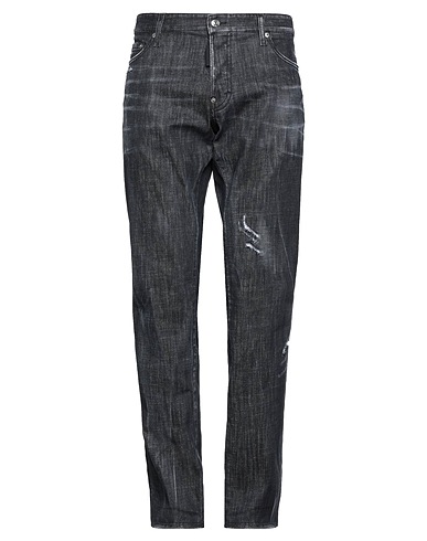 DSQUARED2 Denim trousers Black 98% Cotton, 2% Elastane, Bovine leather