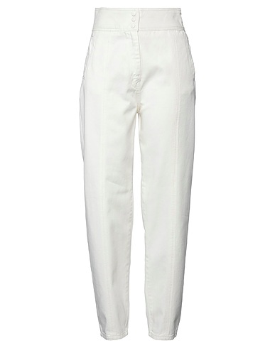TWINSET Denim trousers White 100% Cotton, Viscose, Polyurethane coated