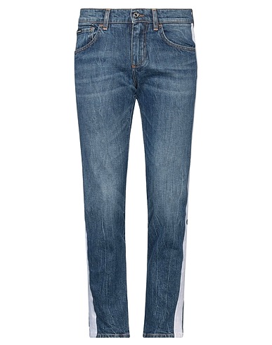 DOLCE&GABBANA Denim trousers Blue 98% Cotton, 2% Elastane, Bovine leather, Zamak