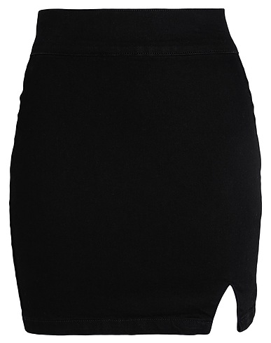 TOPSHOP Denim skirt Black 75% Cotton, 22% Polyester, 3% Elastane
