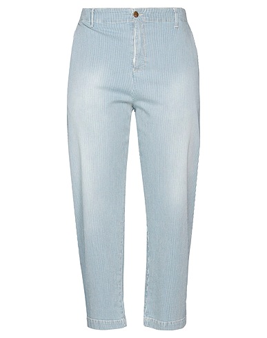 PS. DON'T FORGET ME Casual pants Blue 98% Cotton, 2% Elastane