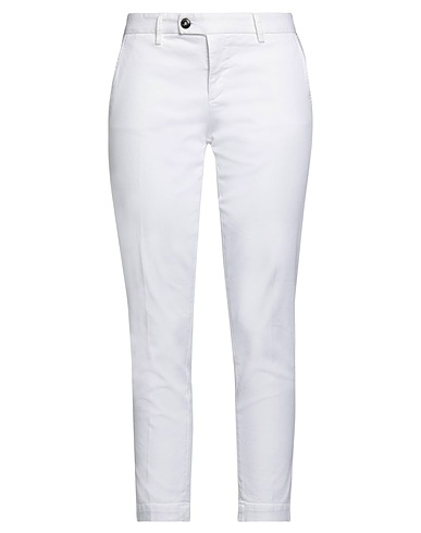 ROŸ ROGER'S Casual trouser White 98% Cotton, 2% Elastane