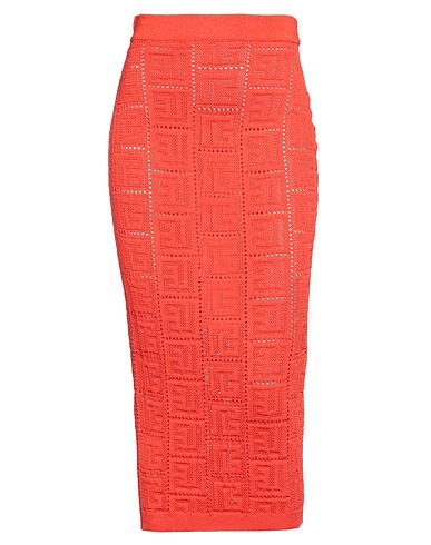 BALMAIN Midi skirt Orange 83% Viscose, 17% Polyamide