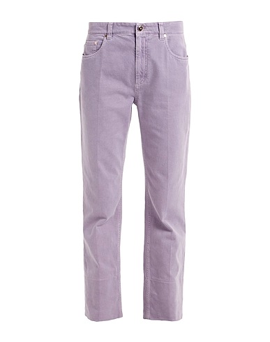 BRUNELLO CUCINELLI Denim pants Mauve 99% Cotton, 1% Elastane, Soft Leather, Brass