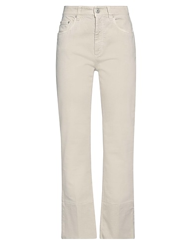 BRUNELLO CUCINELLI Denim pants Ivory 99% Cotton, 1% Elastane, Soft Leather, Brass