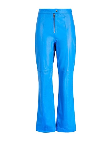 8 by YOOX Pantalone LEATHER STRAIGHT-LEG PANTS
 Azzurro 100% Pelle di agnello