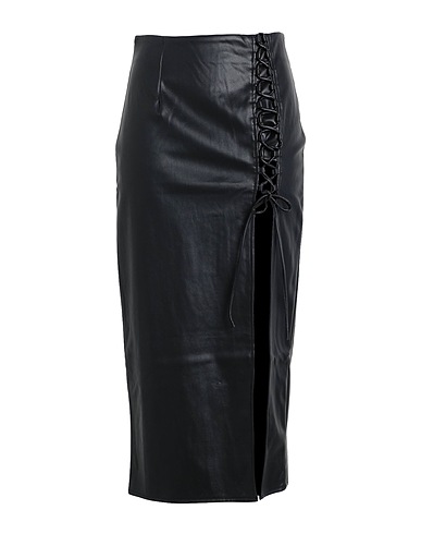 TOPSHOP Midi skirt Black 100% Polyester, Polyurethane coated