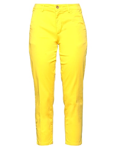 40WEFT Casual trouser Yellow 98% Cotton, 2% Elastane