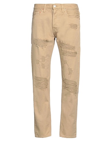 GRIFONI Denim trousers Beige 100% Cotton