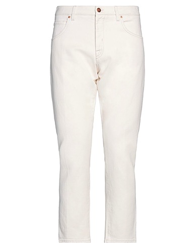 2 MEN Denim trousers Ivory 60% Cotton, 40% Linen