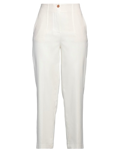MERCI ITALIA Casual trouser White 75% Cotton, 22% Nylon, 3% Elastane
