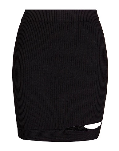 8 by YOOX Mini skirt CUT OUT KNIT MINI SKIRT
 Black 82% Viscose, 16% Recycled polyamide, 2% Elastane