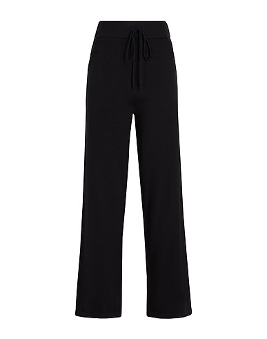 8 by YOOX Casual trouser ORGANIC COTTON KNIT WIDE LEG PANTS
 Black 100% Organic cotton