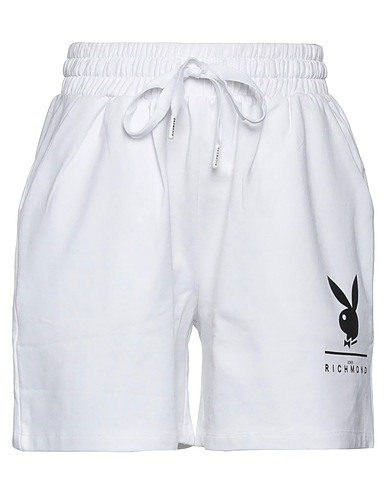 JOHN RICHMOND x PLAYBOY Shorts & Bermuda White 95% Cotton, 5% Elastane