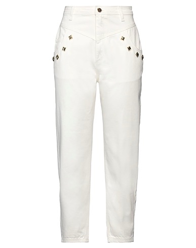 TWINSET Casual trouser White 100% Cotton, Polyester